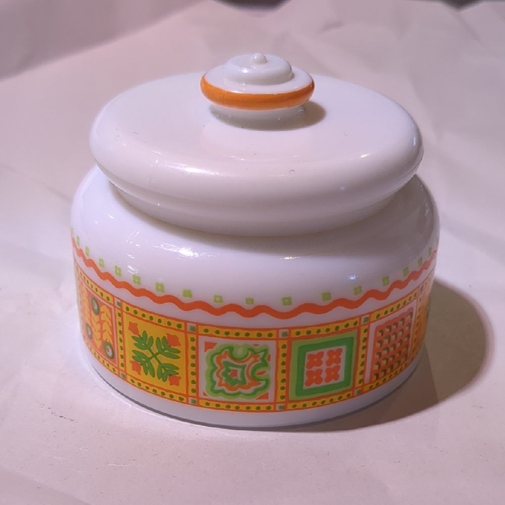 Avon White and Orange Decorative Jar